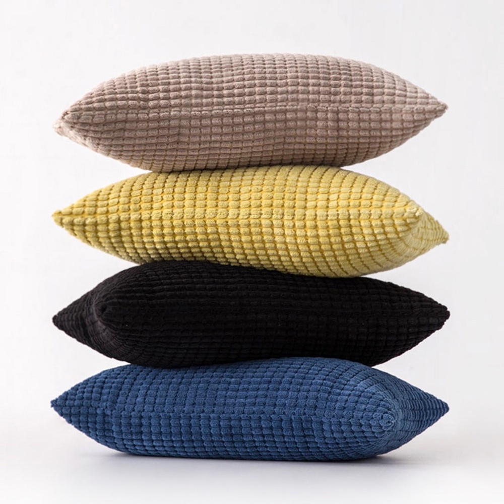 Textured Corduroy-Inspired Throw Pillow Cover – 18" x 18", Soft Waffle Weave